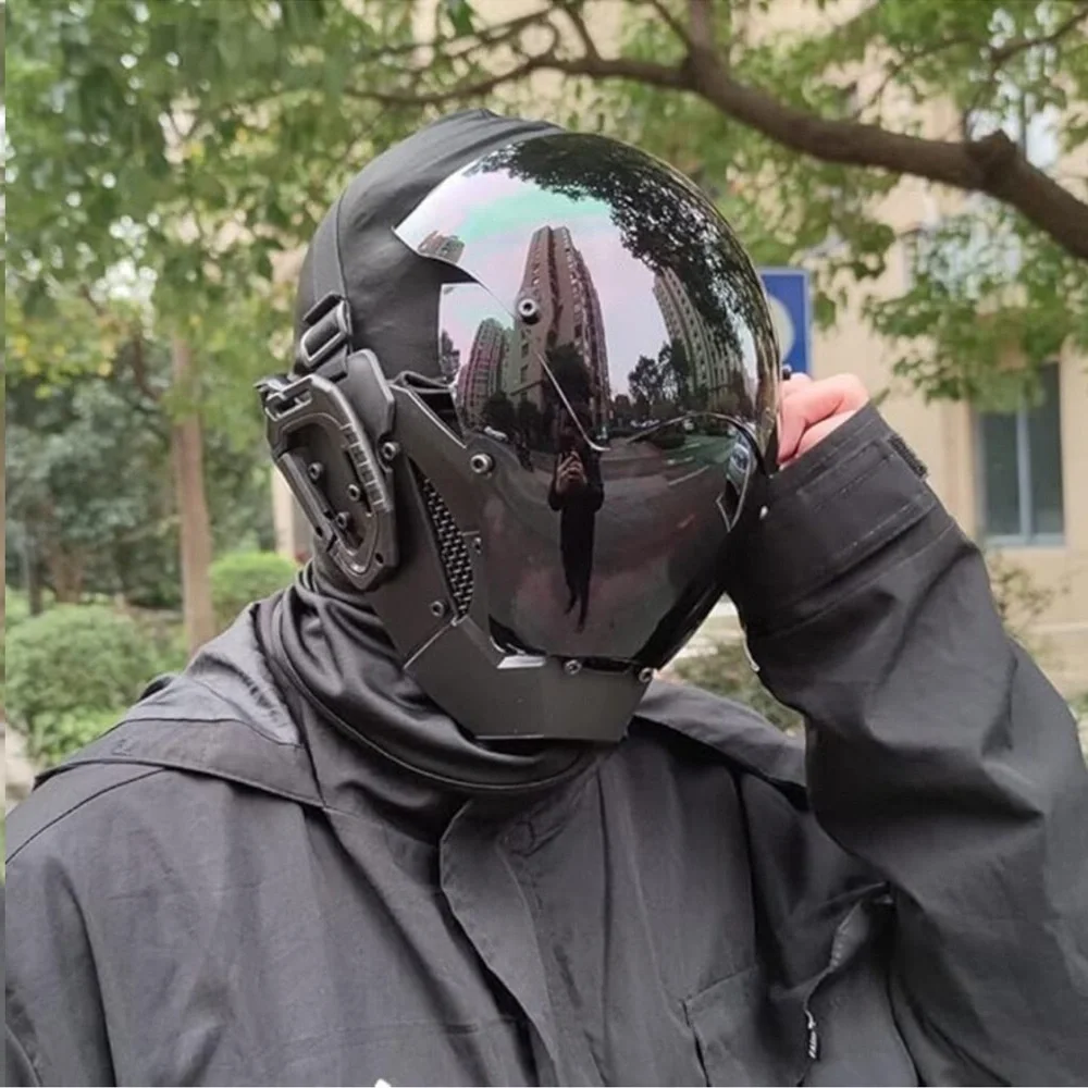 Punk Cosplay Mask Men Adult Black Halloween Party Rave Festival Costume Gear